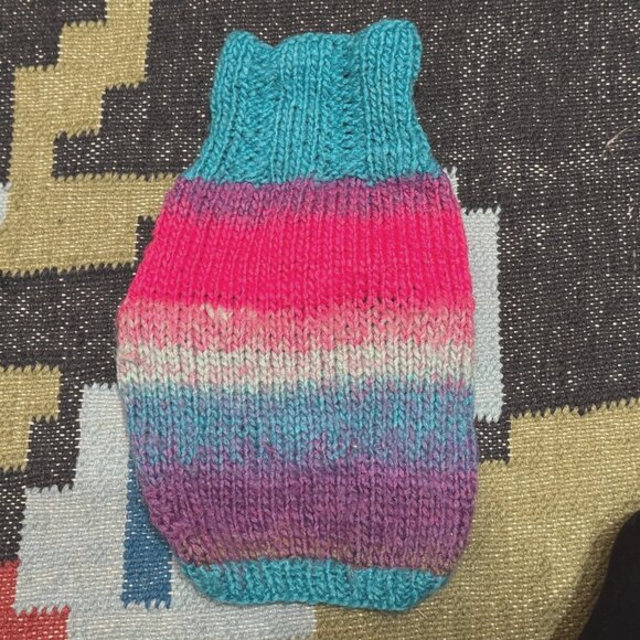 Dog Sweater, Turtleneck Knit Sweater, Bright Multi-Color, XS - Picture 1 of 9